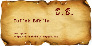 Duffek Béla névjegykártya