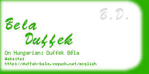 bela duffek business card